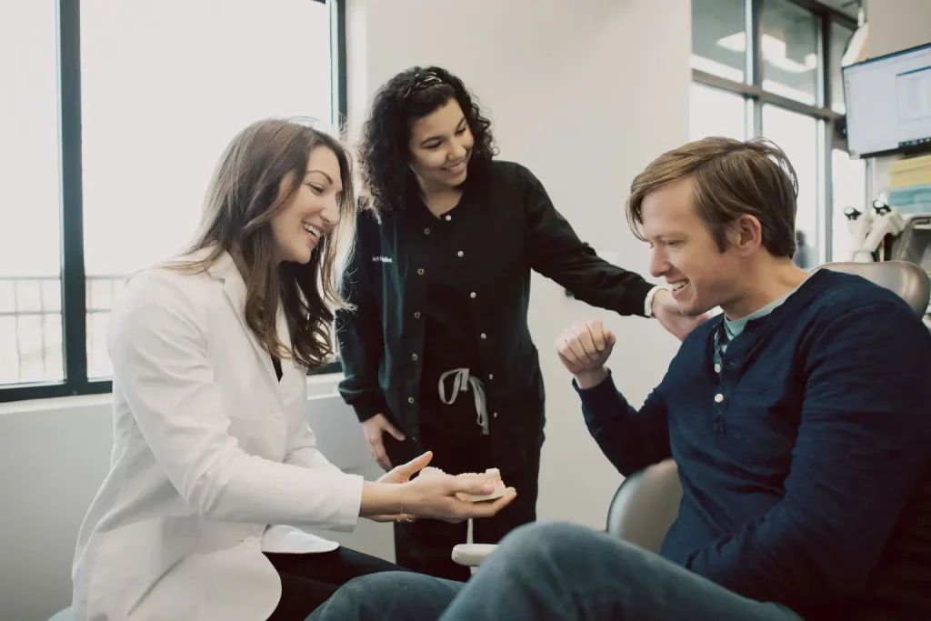 patient being consulted before an implant procedure