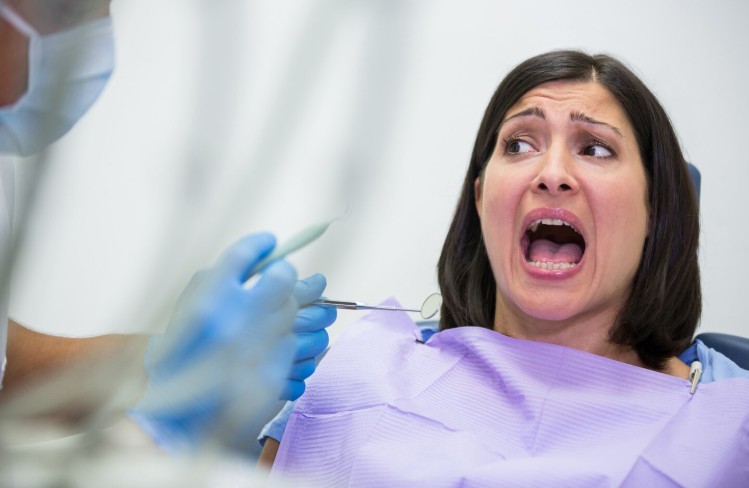 Woman with dental anxiety.