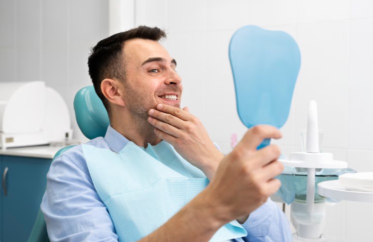 Man happy with his dental implants